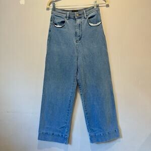 The Fifth Label High Waist Wide Leg Cropped Stretch Denim Jeans Medium Wash Sz 4